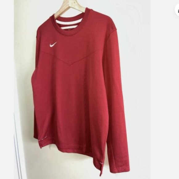 Nike Dry Fit Red Long Sleeve Men's Shirt Size Medium Sideline - Picture 2 of 9